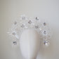 Seeing Daisies  - White crystoform daisy headband with silver accents