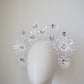 Seeing Daisies  - White crystoform daisy headband with silver accents
