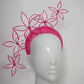 Hot Pink Pop - Hand Dyed Hot Pink sequin 3d headband with dancing crystoform flowers