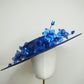 Deep blue - Deep blue straw boater with orchid vine in shades of blue crystoform.