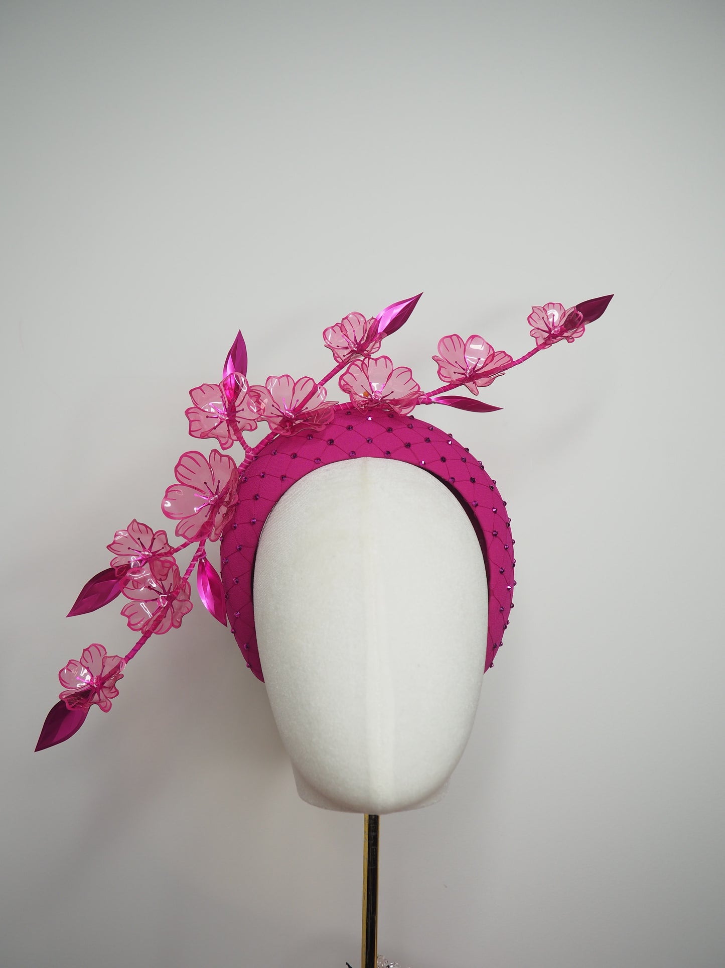 Blossom  - Magenta 3D headband with draping crystoform blossoms