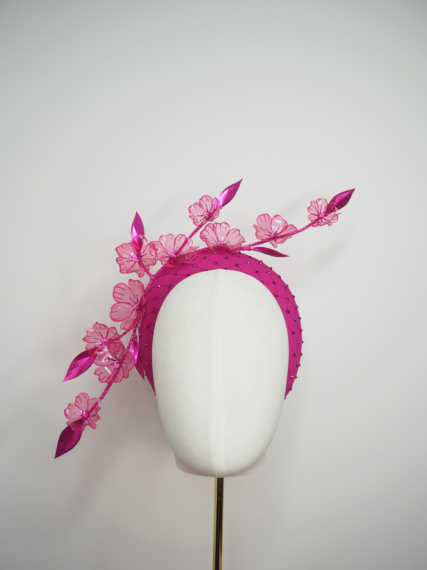 Blossom  - Magenta 3D headband with draping crystoform blossoms