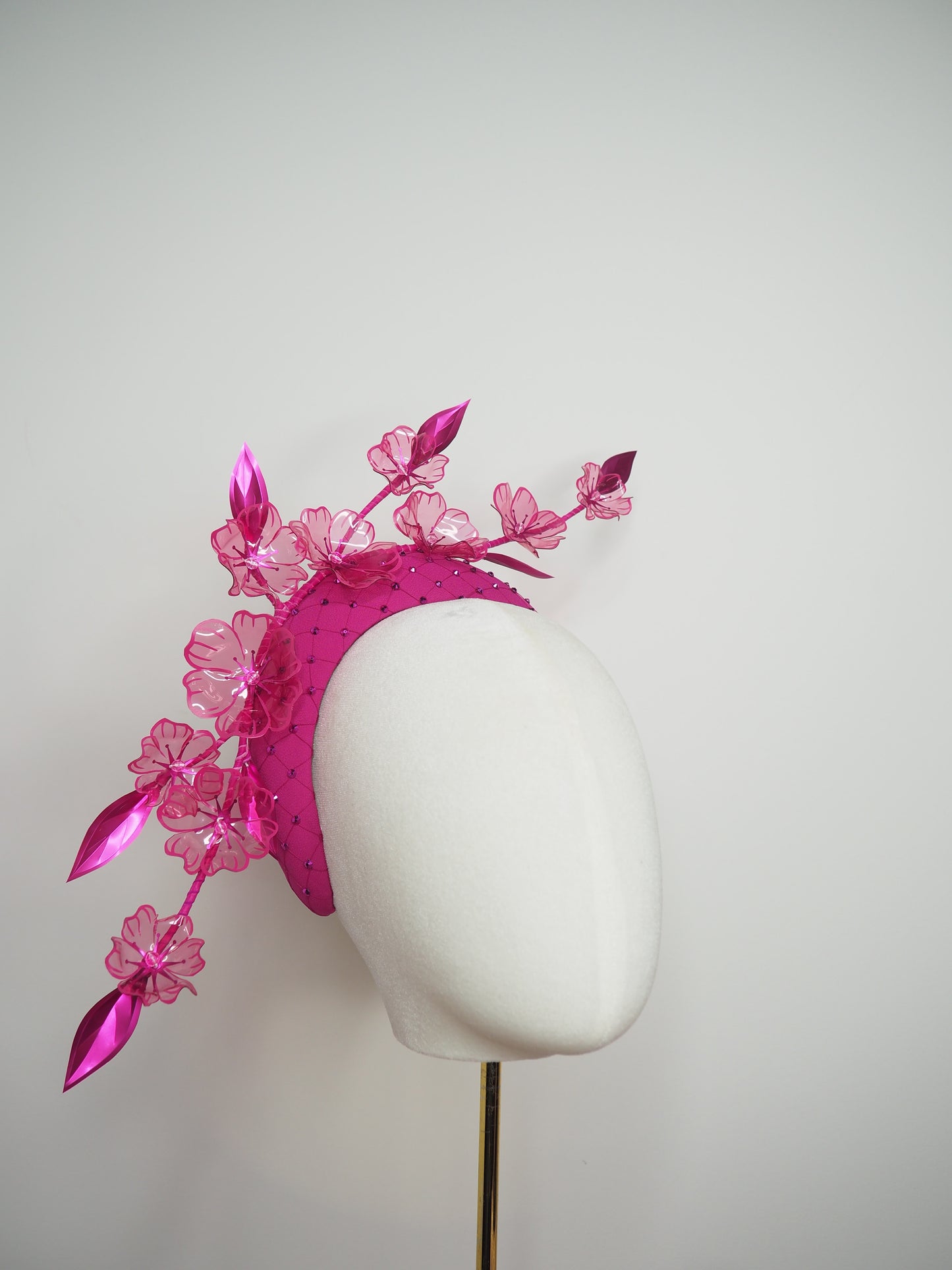 Blossom  - Magenta 3D headband with draping crystoform blossoms