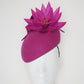 Magenta Magic - Magenta wool felt beret with swirl detail and wired feather flower
