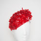 Rosetta - crystoform rose covered beret style facehugger with red leather
