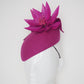 Magenta Magic - Magenta wool felt beret with swirl detail and wired feather flower