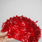 HIRE - Rosetta - crystoform rose covered beret style facehugger with red leather