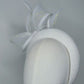 Little Bow Peep  -White cotton and raffia 3d headband with leather gold lurex edged bow