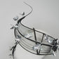 Twilight blossom - Sculptural wire pleated crinoline swirl headband with silver floral accent