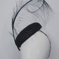 Midnight Ember - Vintage navy straw button headpiece with leather wrapped curled burnt ostrich feather