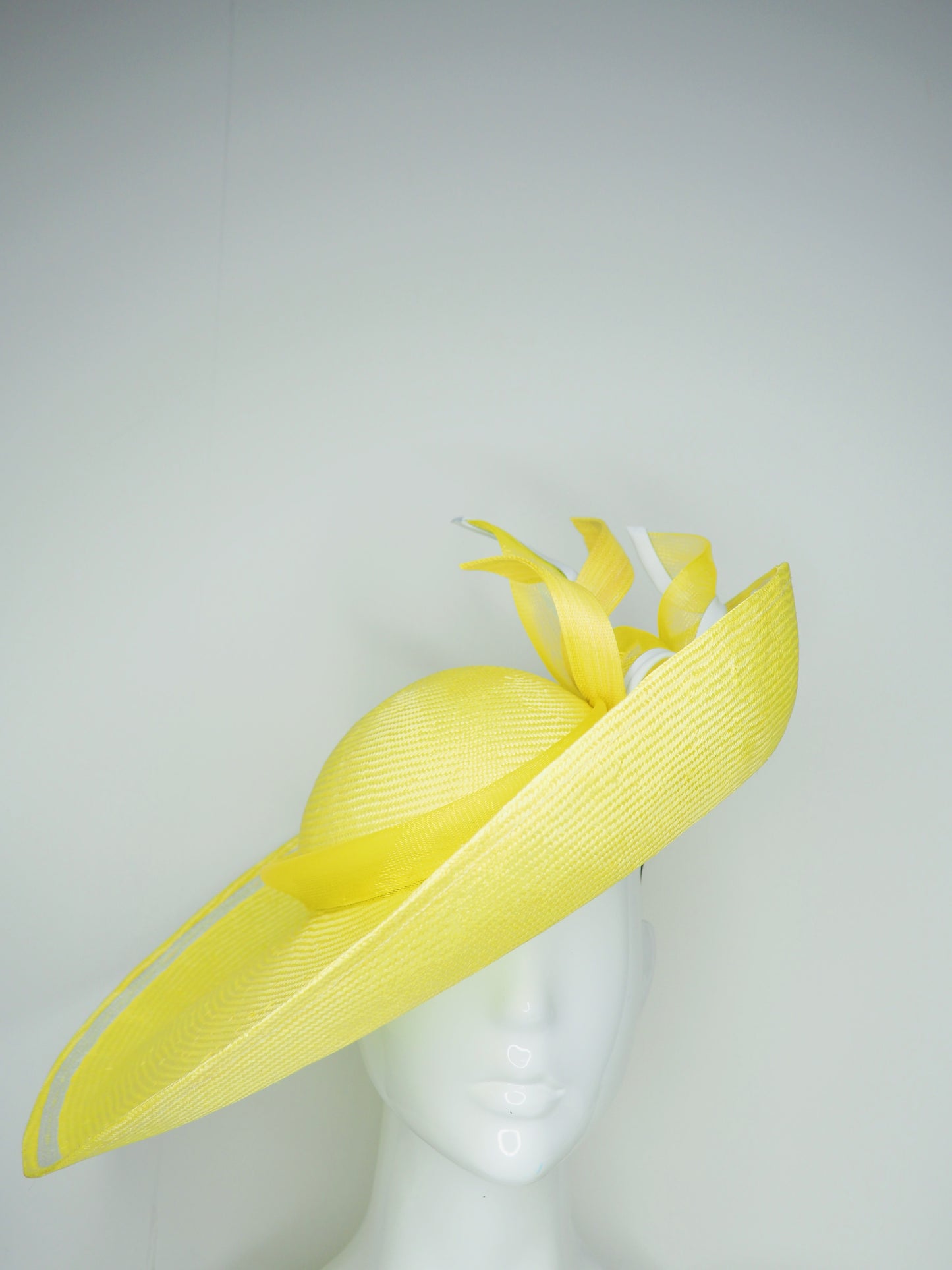 Limoncello Lover - Lemon Parisisal Straw Garden Party Style upturned brim with removable headband.