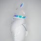 *worn once reduced - Unicorn Dreams - White leather Beret base with iridescent mesh, leather edged swirl and a embellished tulle pom pom