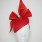 Sparkle Bowie - Shades of red leather on a diamanté veil face hugger beret base