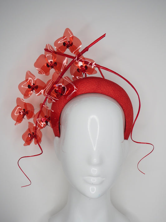 Red Handed - Translucent Red orchid vine on a 3d headband