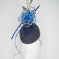 Royal Rose - Blue fur felt pork pie pillbox with Blue crystoform rose and touches of gold