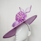 Pretty Little Allium - Pastel lilac parisissal Sloped brimmed boater with a lilac sequin Allium and crinoline swirl.