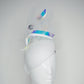 *worn once reduced - Unicorn Dreams - White leather Beret base with iridescent mesh, leather edged swirl and a embellished tulle pom pom