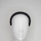 Zoe Sparkle - Leather padded headband with veil and Crystal Detail - Black