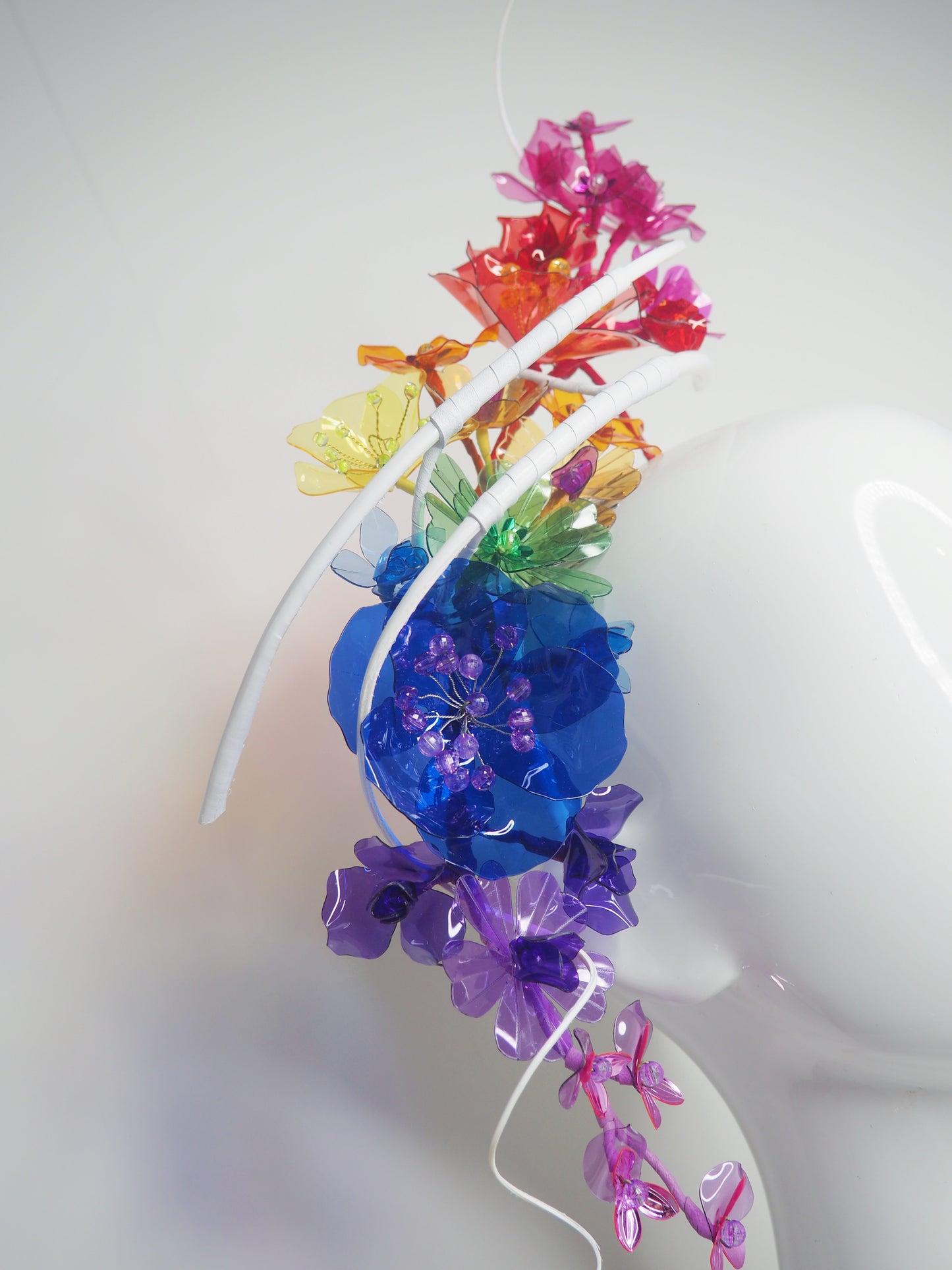 Rainbow Connection - Rainbow crystoform headband with White quills