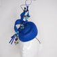 Blue Galaxy - Blue straw Pork pie Pillbox with metallic trim.