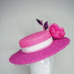 Pretty as a picture - Pink and Magenta Dyed Boucle Boater with removable feather flower.