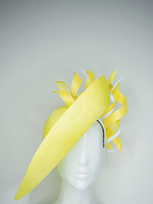 Limoncello Lover - Lemon Parisisal Straw Garden Party Style upturned brim with removable headband.