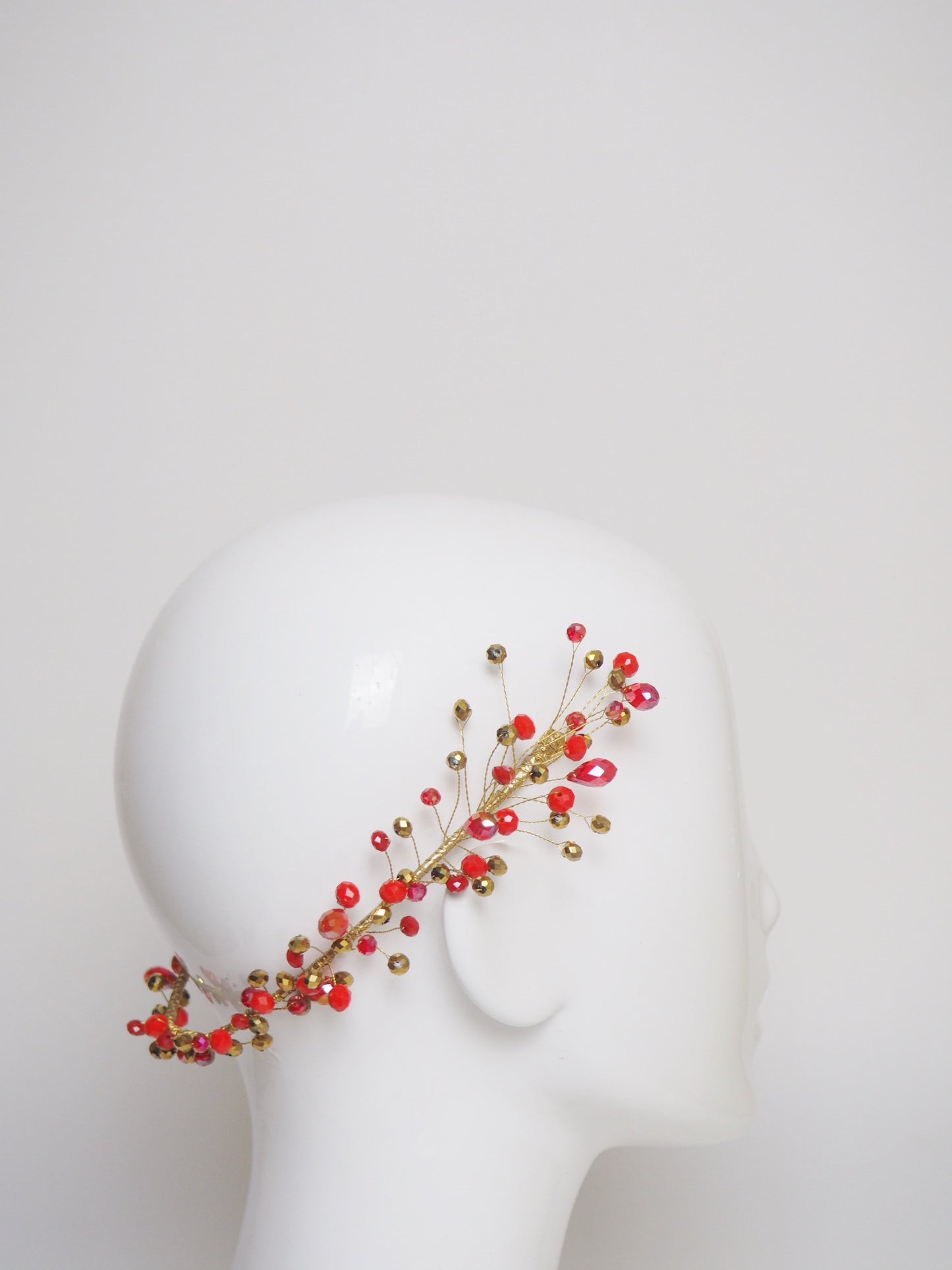 Kayla - red and gold beaded headpiece