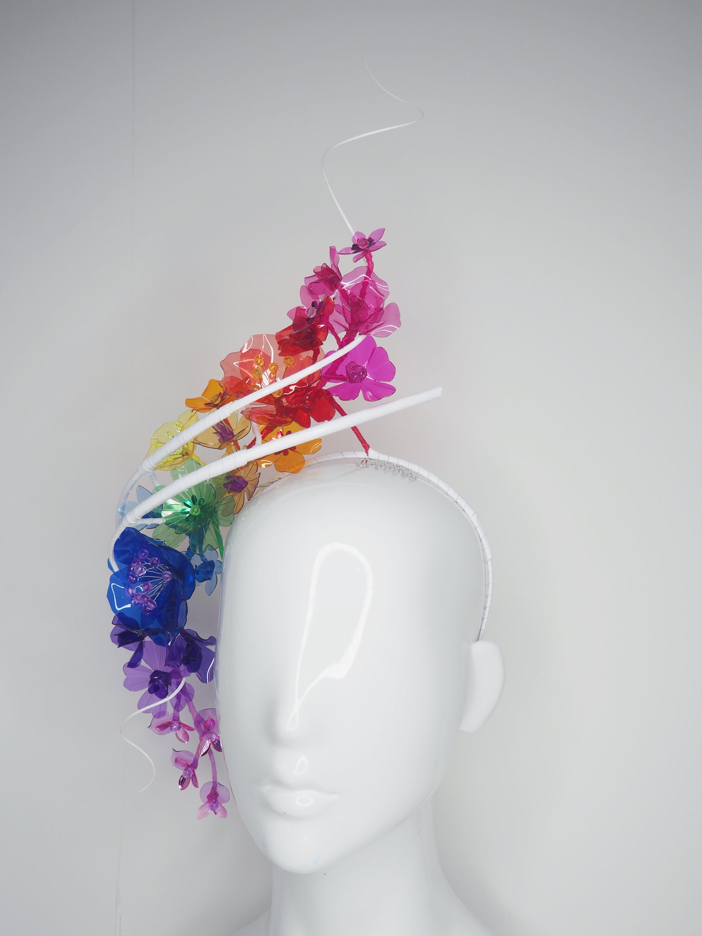 Rainbow Connection - Rainbow crystoform headband with White quills