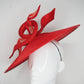 Red Cadeaux - Red Straw Coolie brim with Tinalak and crinoline swirl detail
