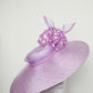 Pretty Little Allium - Pastel lilac parisissal Sloped brimmed boater with a lilac sequin Allium and crinoline swirl.