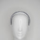 Zoe Sparkle - Leather padded headband with veil and Crystal Detail -Silver