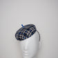Polly - Large blue, black and white tweed button base with blue leather detail