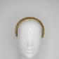 Zoe Sparkle - Leather padded headband with veil and Crystal Detial - Gold