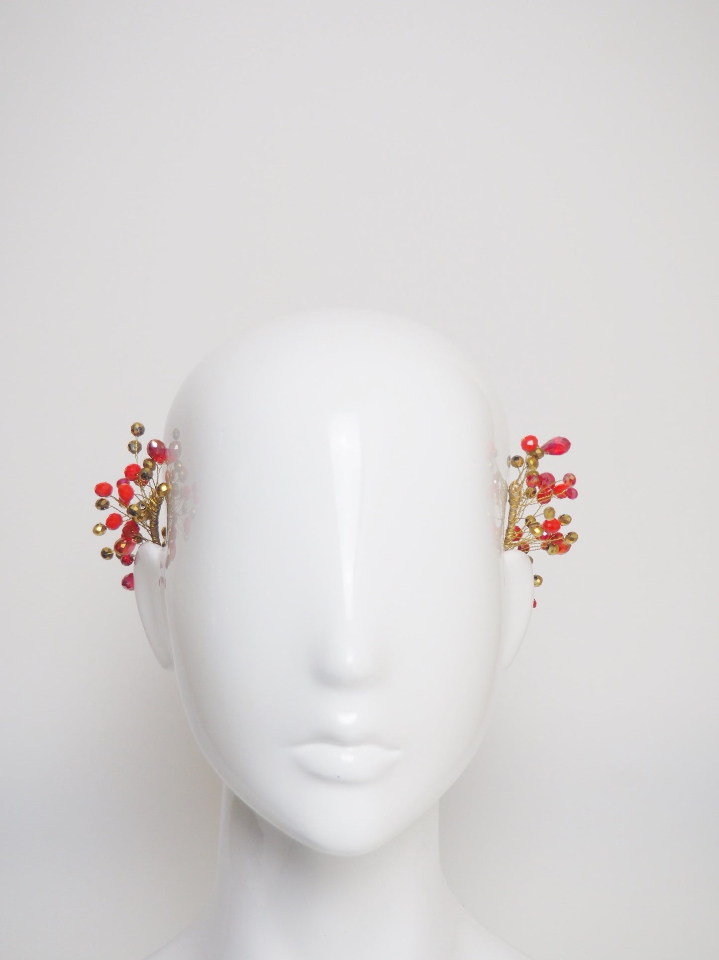 Kayla - red and gold beaded headpiece
