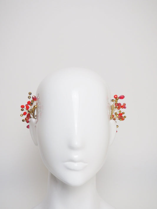 Kayla - red and gold beaded headpiece