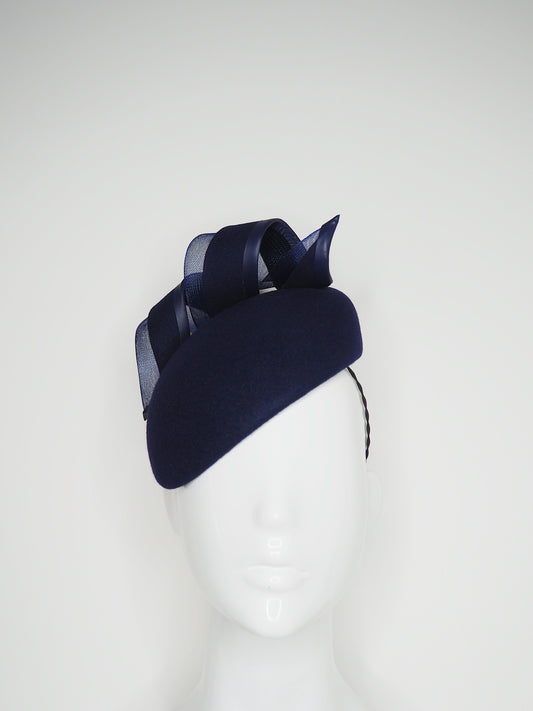 Nice and Navy - Navy felt face hugger beret