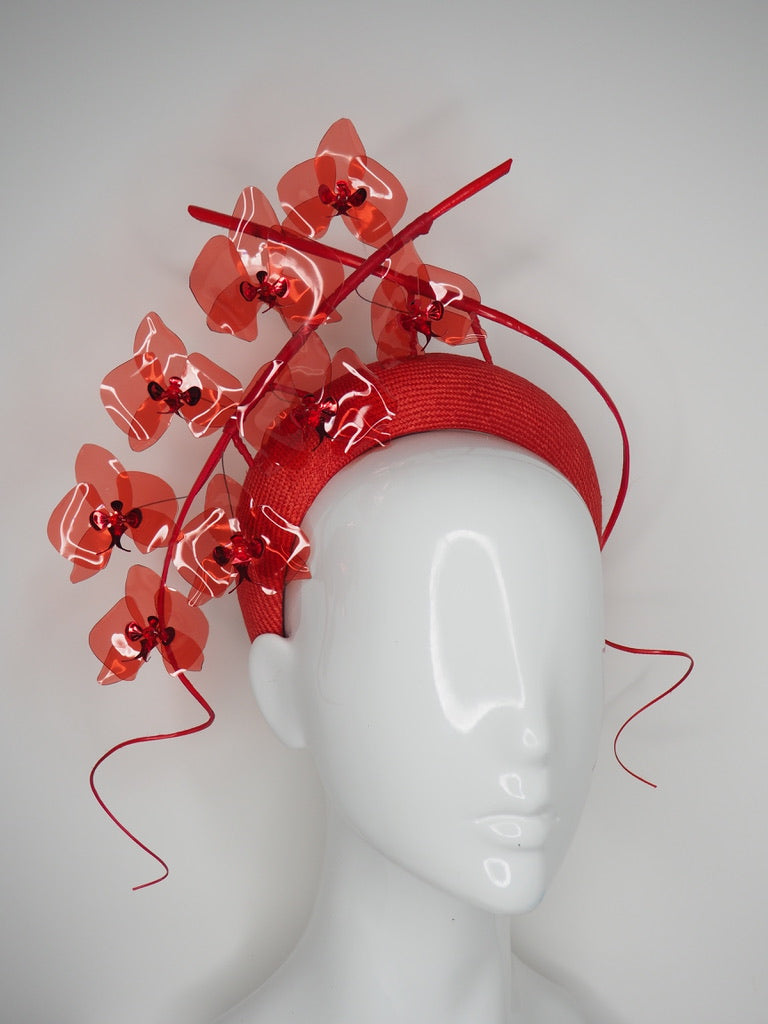 Red Handed - Translucent Red orchid vine on a 3d headband