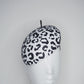 Lets Go Girls - Black Leather Leopard print cutouts on a white leather beret base