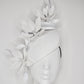 Wind Beneath My Wings  - White textured Face hugging base with Feather Flowers and Crinoline Swirl