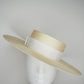 Venice - Natural Straw Boater with White Petersham Detial