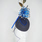 Royal Rose - Blue fur felt pork pie pillbox with Blue crystoform rose and touches of gold
