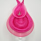 Pretty In Pink - Pink parissisal wired straw swirl with crinoline edging on a pork pie pillbox
