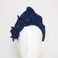 Vera - Sapphire blue Velvet turban with removable poppy clip