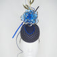 Royal Rose - Blue fur felt pork pie pillbox with Blue crystoform rose and touches of gold