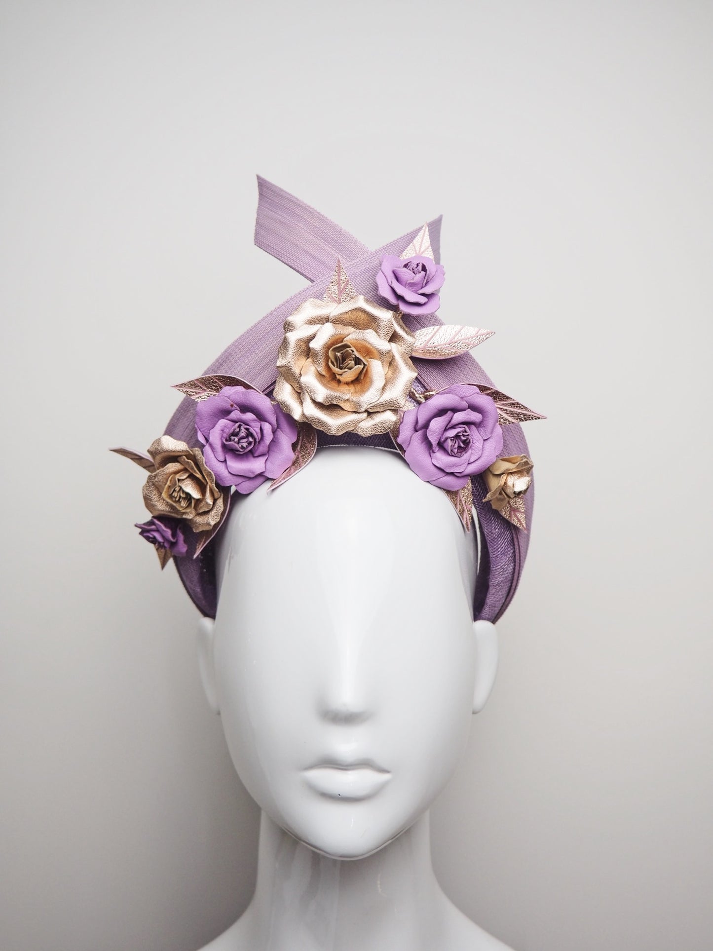 Purple Delight - Purple turban with Leather Roses