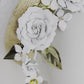 While the sun shines - Knotted Natural straw with white leather flowers, crinoline and touches of gold