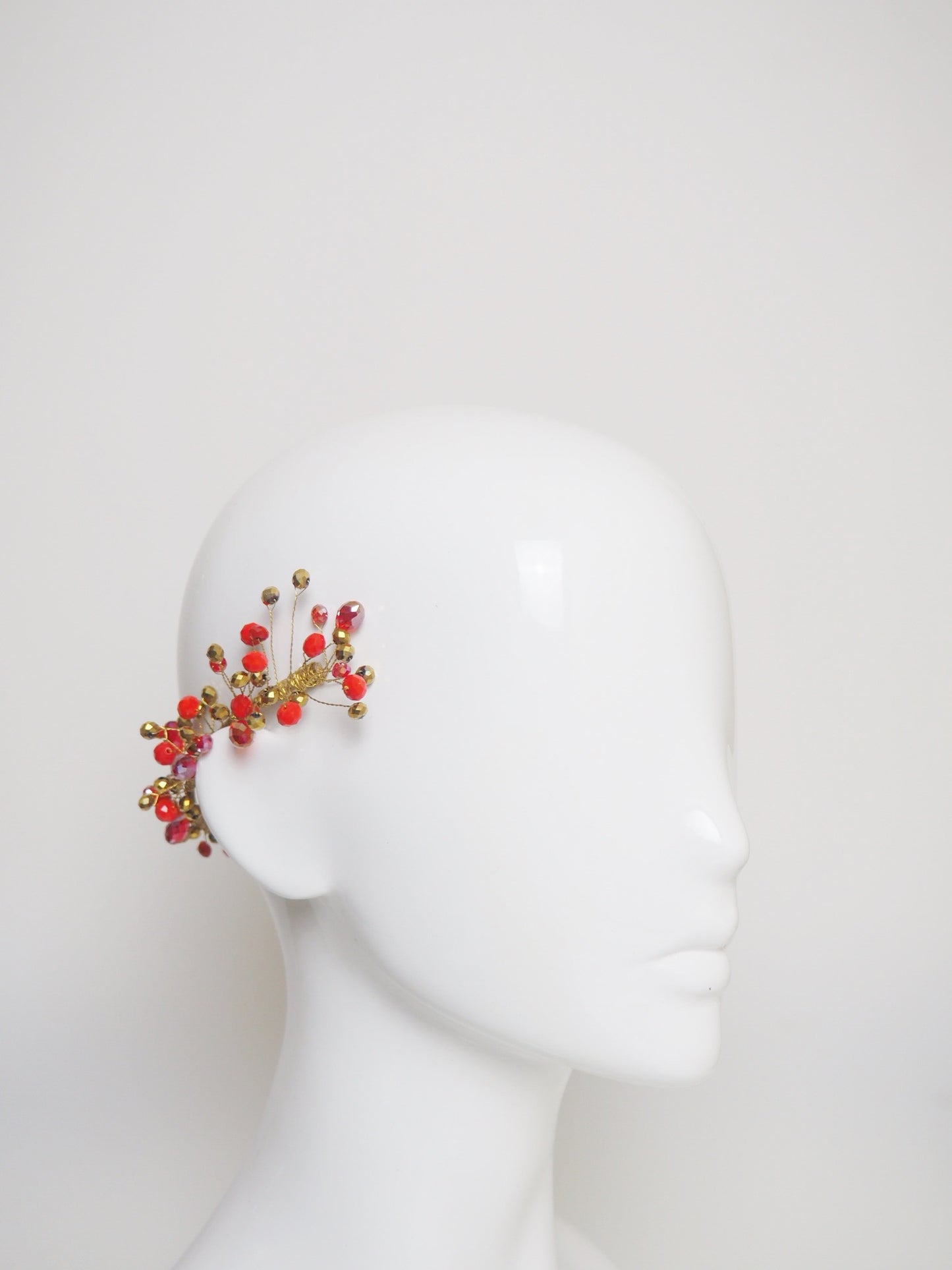 Kayla - red and gold beaded headpiece
