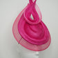 Pretty In Pink - Pink parissisal wired straw swirl with crinoline edging on a pork pie pillbox