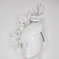 Wind Beneath My Wings  - White textured Face hugging base with Feather Flowers and Crinoline Swirl