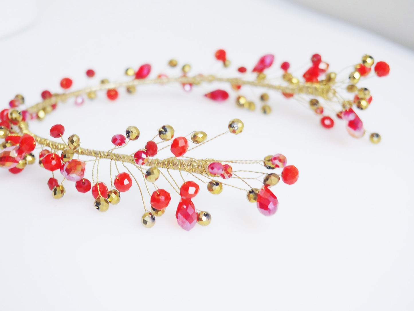 Kayla - red and gold beaded headpiece